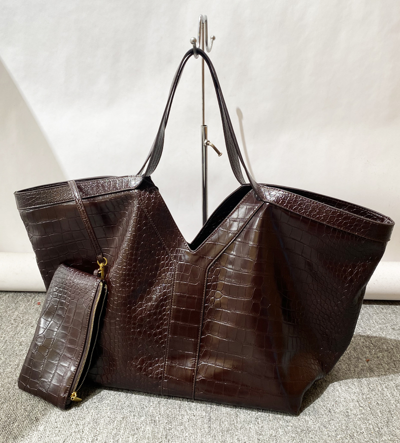 Luxury Bags Vintage - Oversized Crocodile Pattern Tote Bags For