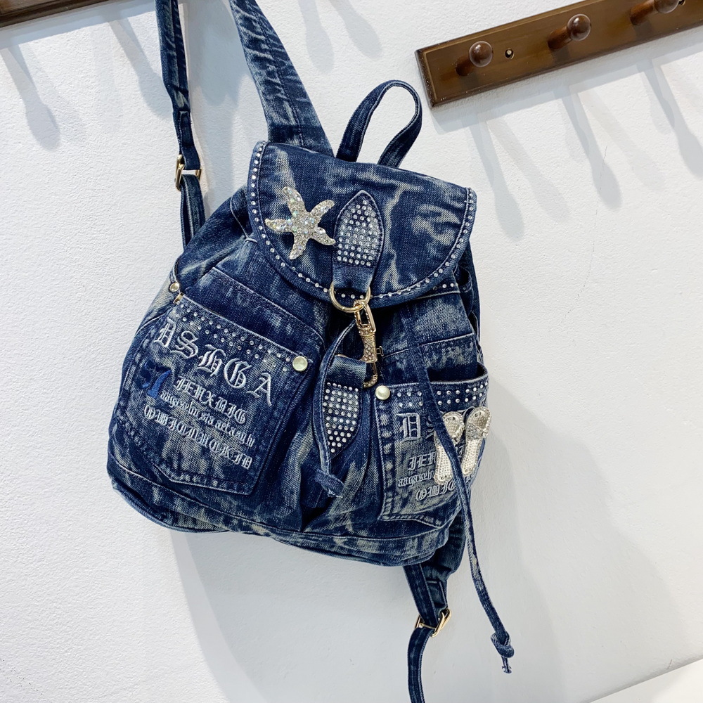 Luxury Bags Denim - iPinee Luxury Denim Women Backpack High