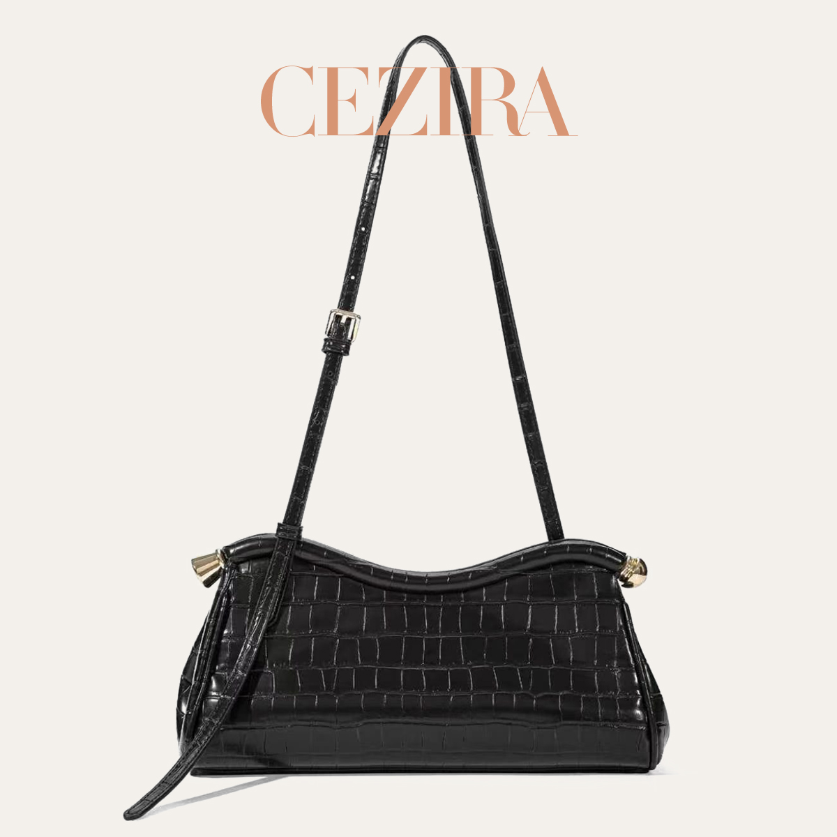 Luxury Bags Vegan Leather - CR Luxury Crocodile Texture Shoulder Bag