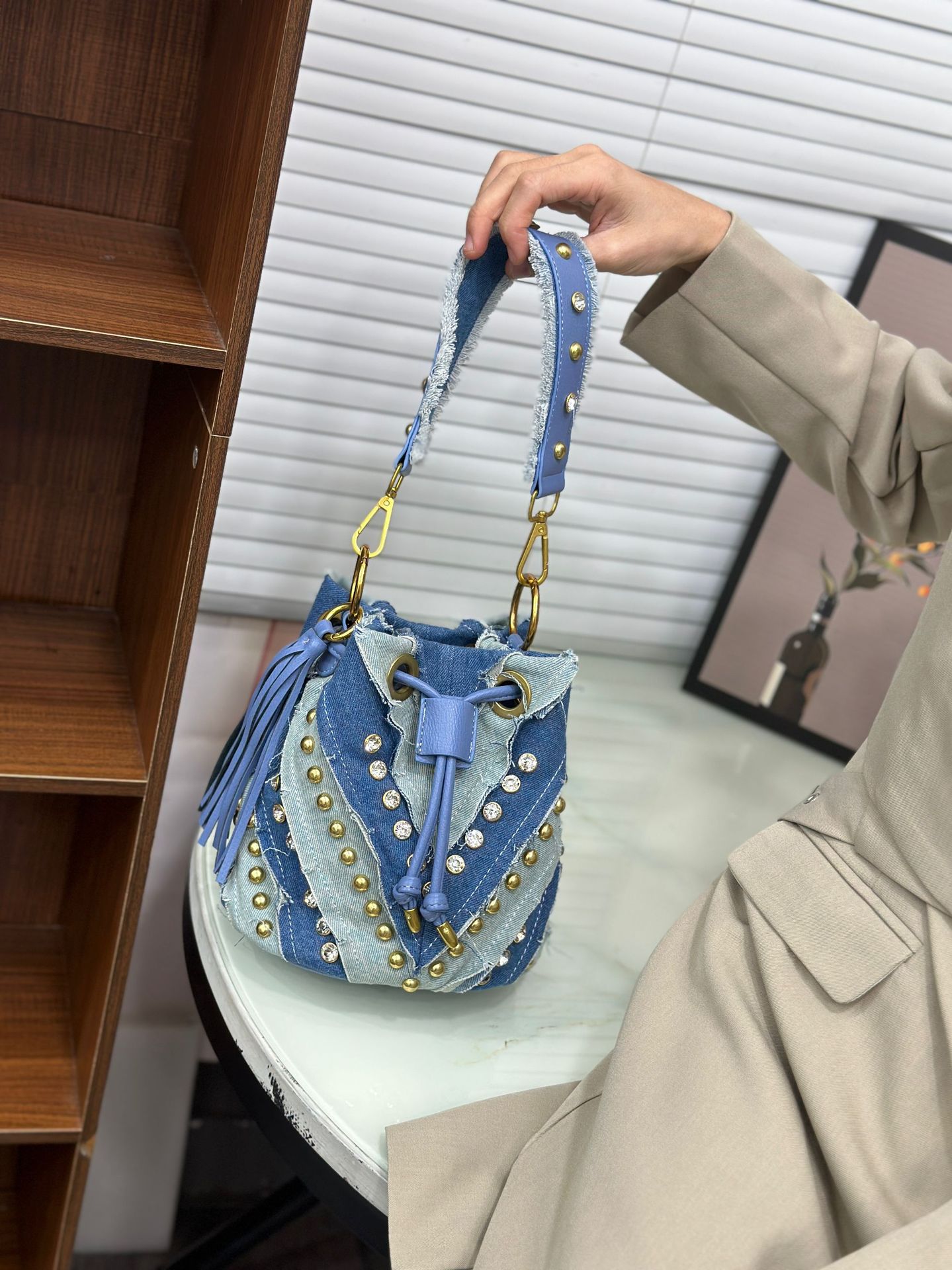 Luxury Bags Denim - Light Luxury Fashionable Diamond Inlaid Handbag