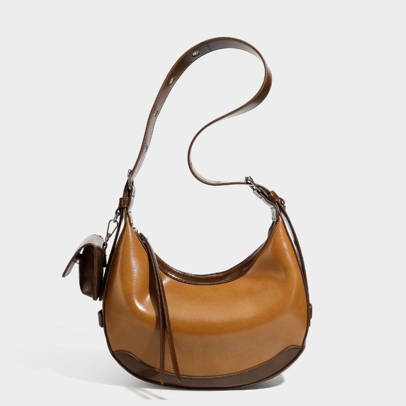 Luxury Bags Vintage - Solid Color Soft PU Leather Half