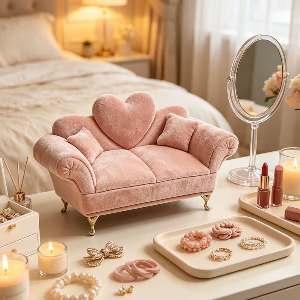 Luxury Bags List - Elegant Fabric Sofa Shaped Jewelry Box