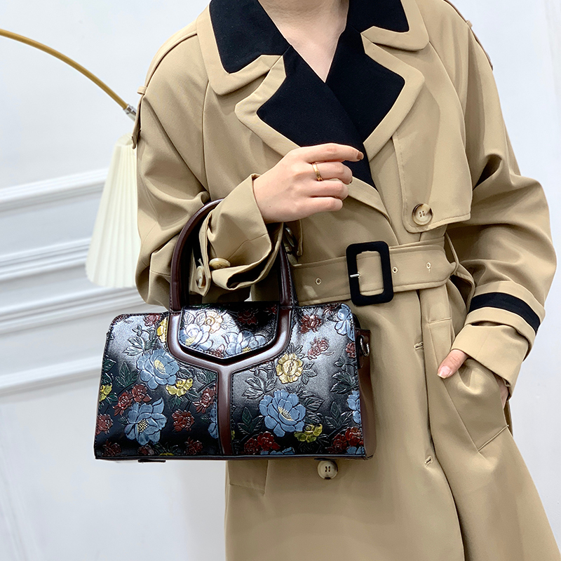 Vintage Floral Embossed Boston - Luxury Bags Vegan Leather review and price