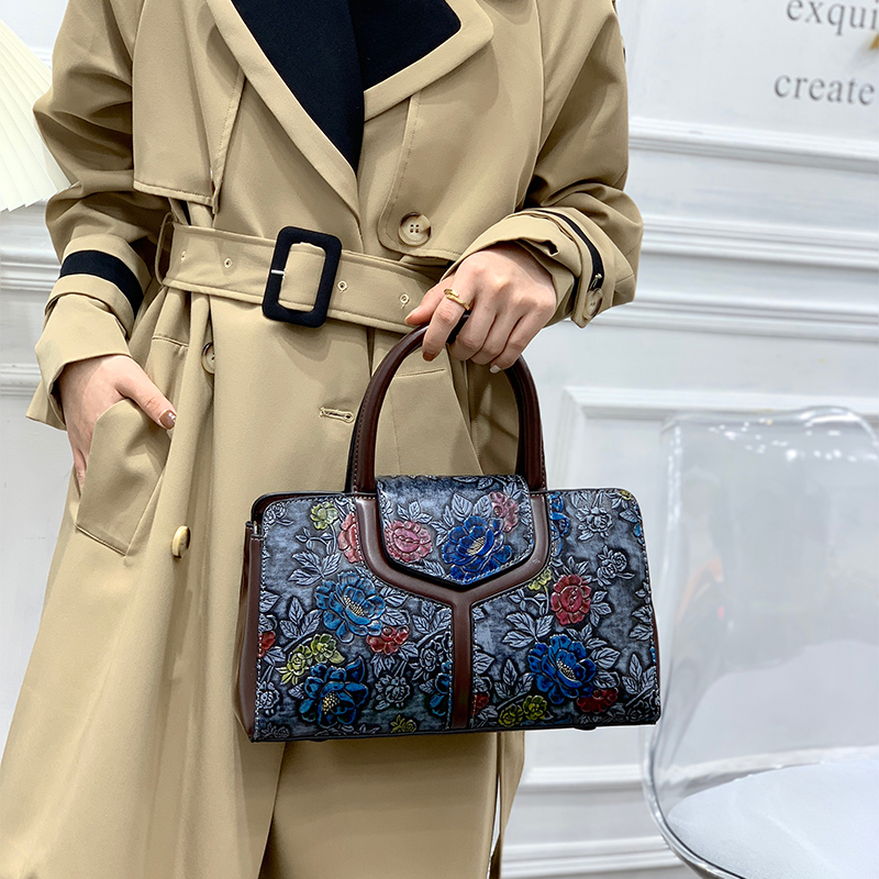 Vintage Floral Embossed Boston - Luxury Bags Vegan Leather review and price
