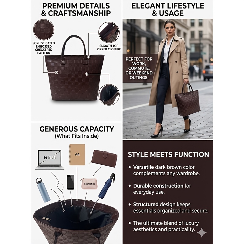 Light Luxury Deep Brown Quilte - Luxury Bags Vintage review and price