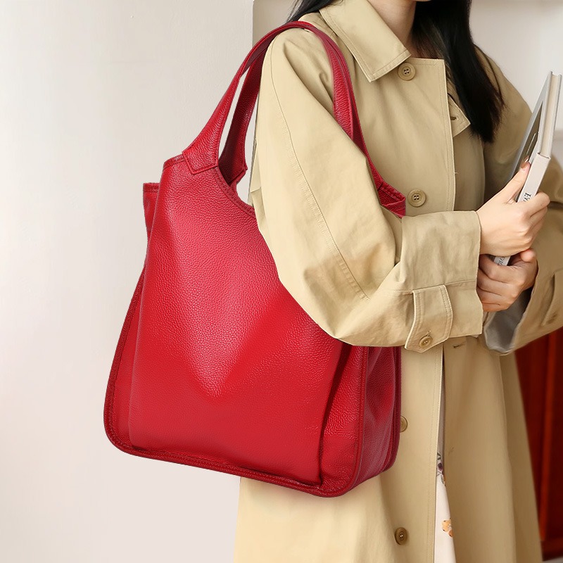 Genuine Leather Shoulder Tote  - Quiet Luxury Bags Tote review and price