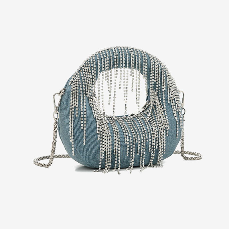 Half Moon Evening Clutch Party - Luxury Bags Denim review and price