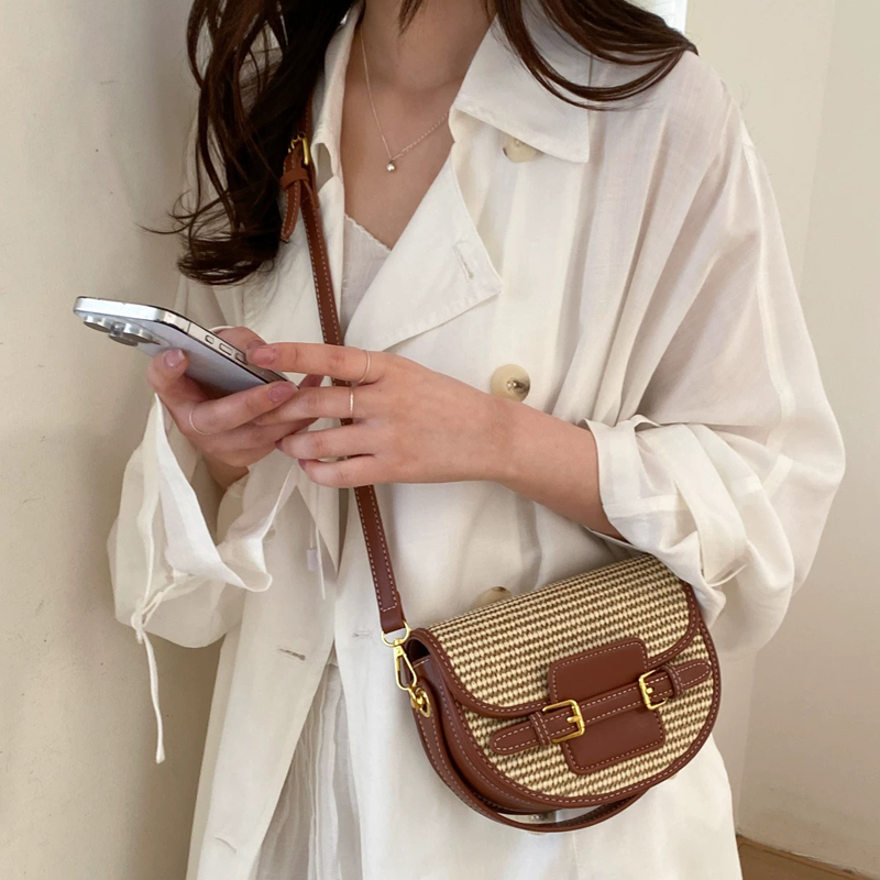 England Style Mini Straw Saddl - Luxury Bags Leather review and price