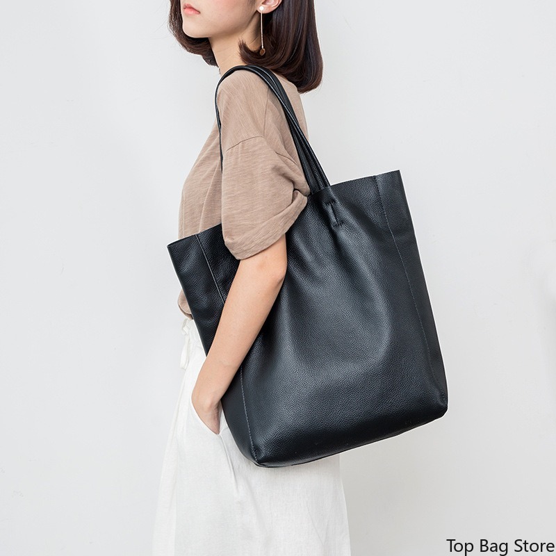 Genuine Leather Shoulder Tote  - Quiet Luxury Bags Tote review and price