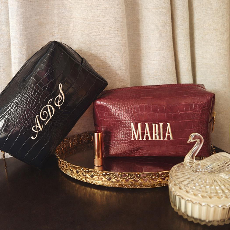Embroidered Croc Makeup Bag Pe - Luxury Bags Vegan Leather review and price