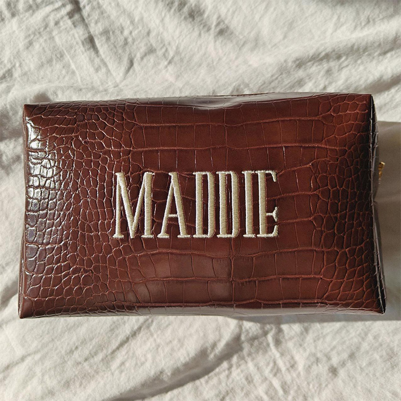 Embroidered Croc Makeup Bag Pe - Luxury Bags Vegan Leather review and price