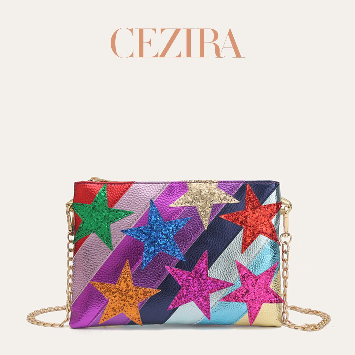 CR Stars Pattern Colorful Stri - Luxury Bags Vegan Leather review and price